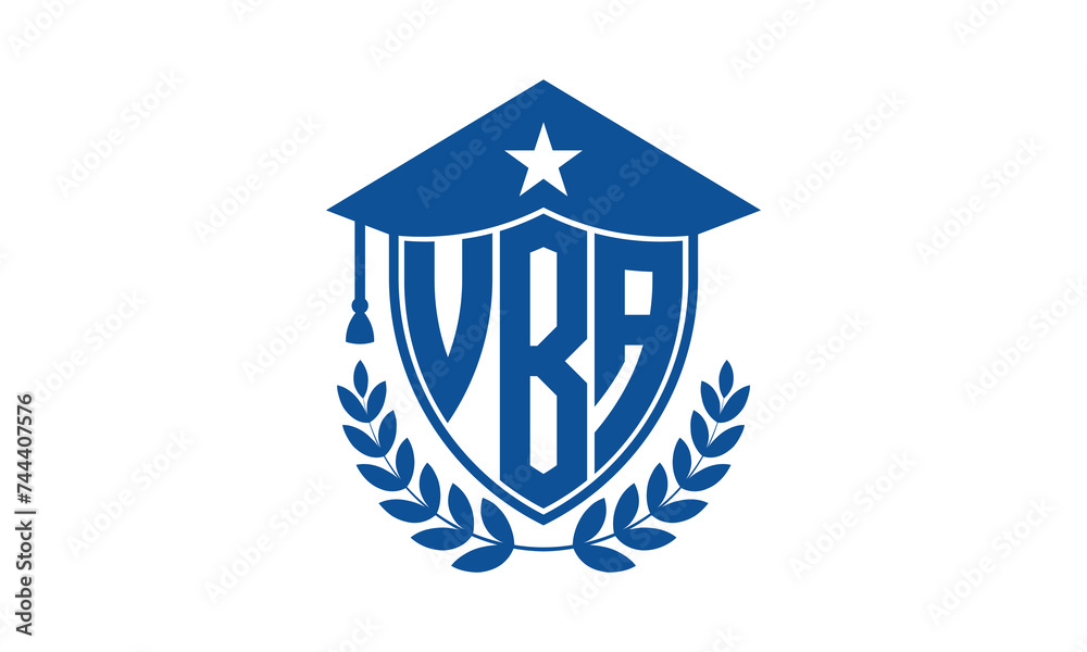 VBA three letter iconic academic logo design vector template. monogram, abstract, school, college, university, graduation cap symbol logo, shield, model, institute, educational, coaching canter, tech VBA three letter iconic academic logo design vector template. monogram, abstract, school, college, university, graduation cap symbol logo, shield, model, institute, educational, coaching canter, tech