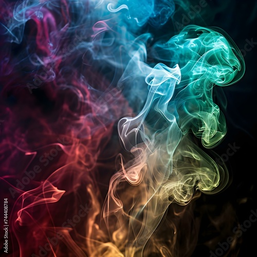 a group of colorful smokes on a black background
