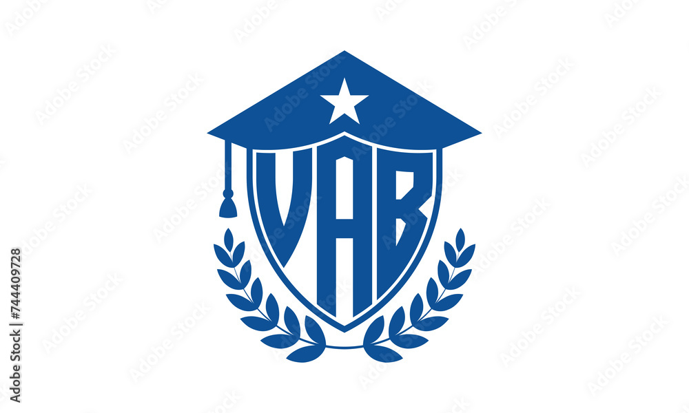 VAB three letter iconic academic logo design vector template. monogram, abstract, school, college, university, graduation cap symbol logo, shield, model, institute, educational, coaching canter, tech VAB three letter iconic academic logo design vector template. monogram, abstract, school, college, university, graduation cap symbol logo, shield, model, institute, educational, coaching canter, tech