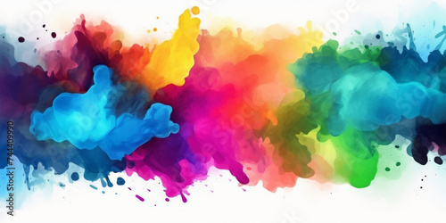 Abstract colorful watercolor splash, rainbow watercolor on white background