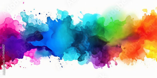 Abstract colorful watercolor splash, rainbow watercolor on white background