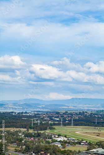 Looking out to Kembla Grange Racecourse and distant hills photo