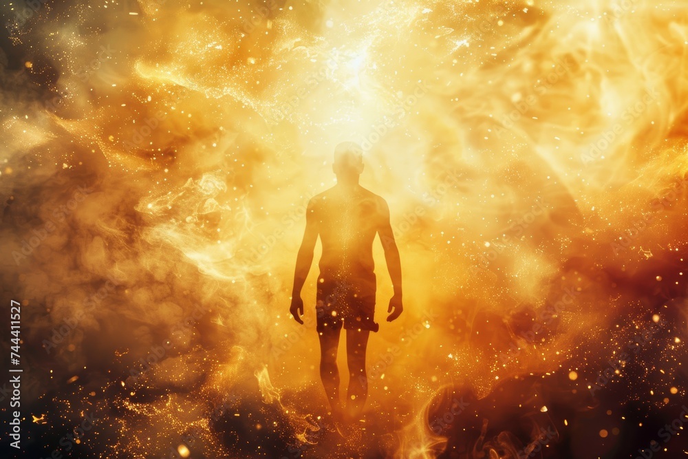 Surreal blend: Human form disappears in space Surreal blend: Human form disappears in space