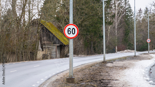 Road speed limit sign