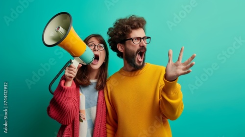 Dramatic couple arguing loudly