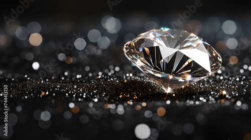 Shiny diamond isolated on black background with ample copy space for your design projects  sparkling elegance at its finest. Generative Ai  