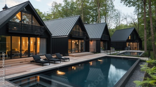 Fototapeta Naklejka Na Ścianę i Meble -  small pool black with light inside water in balcony, 