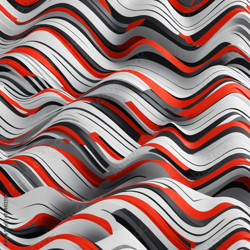 Abstract white and red waved bands background, 8k