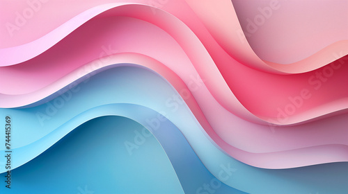 Aesthethic illustration of colorful 3d paper background for banner, flyer, wave pattern, pastel color pink blue