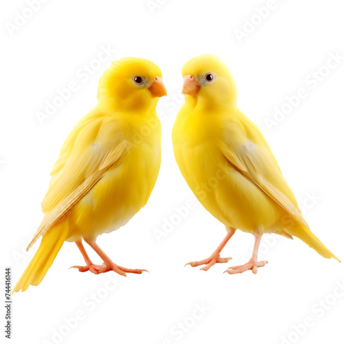 two yellow canary isolated on transparent background,transparency 