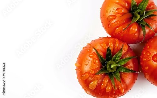Tomatoes over white background