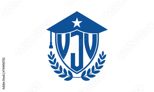 VJV three letter iconic academic logo design vector template. monogram, abstract, school, college, university, graduation cap symbol logo, shield, model, institute, educational, coaching canter, tech