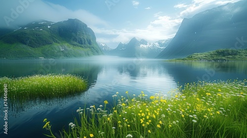 Picturesque landscapes from scenic Lofoten islands in Norway.