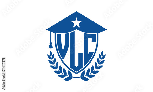VLC three letter iconic academic logo design vector template. monogram, abstract, school, college, university, graduation cap symbol logo, shield, model, institute, educational, coaching canter, tech photo