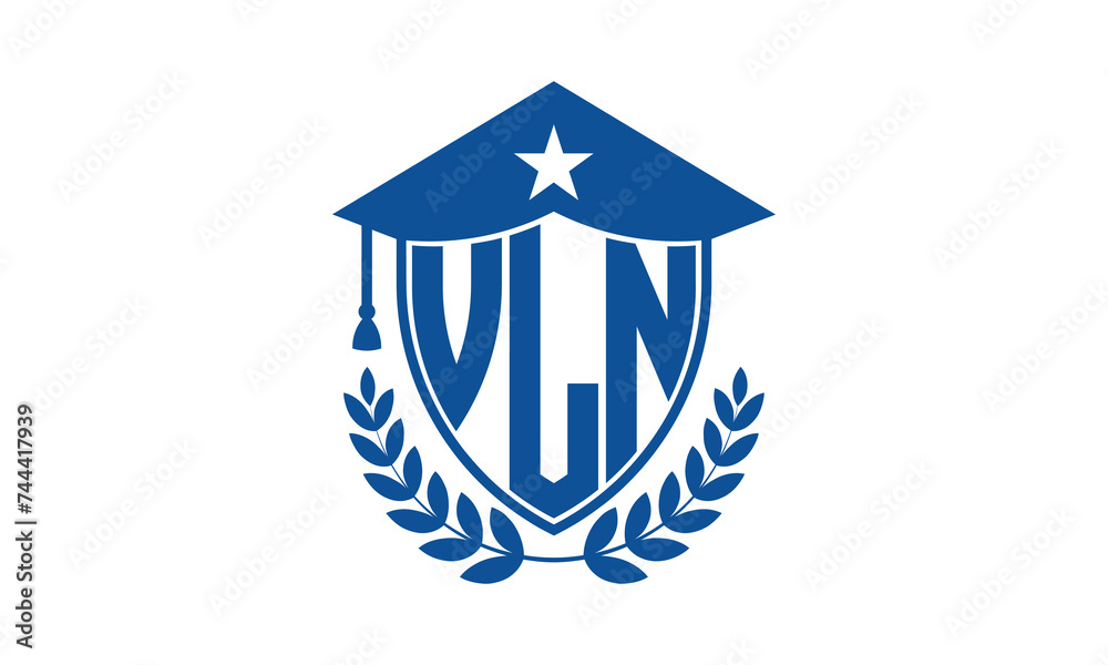 VLN three letter iconic academic logo design vector template. monogram, abstract, school, college, university, graduation cap symbol logo, shield, model, institute, educational, coaching canter, tech VLN three letter iconic academic logo design vector template. monogram, abstract, school, college, university, graduation cap symbol logo, shield, model, institute, educational, coaching canter, tech