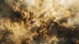 Abstract golden dust cloud with sparkling particles. Concept for luxury, wealth, celebration, and explosive energy