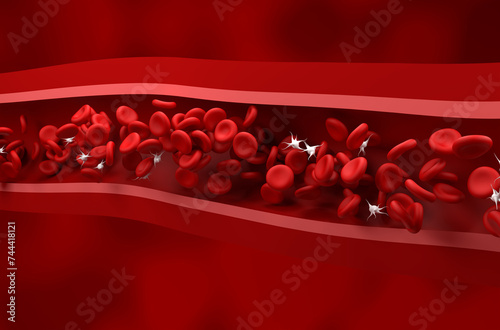 Reduced platelet (thrombocytes) count in Immune thrombocytopenic purpura (ITP) - isometric view 3d illustration photo