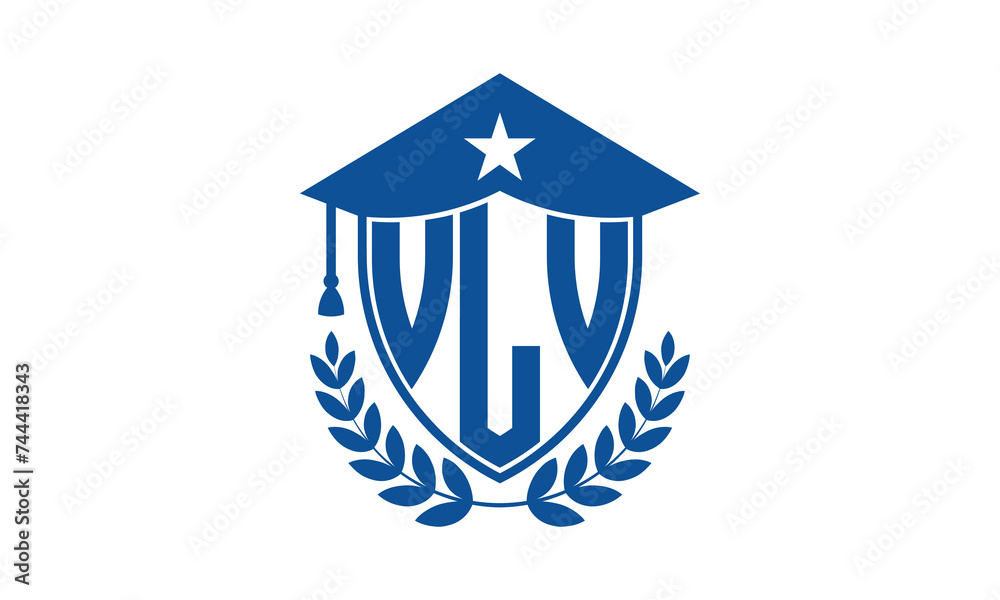 VLV three letter iconic academic logo design vector template. monogram, abstract, school, college, university, graduation cap symbol logo, shield, model, institute, educational, coaching canter, tech VLV three letter iconic academic logo design vector template. monogram, abstract, school, college, university, graduation cap symbol logo, shield, model, institute, educational, coaching canter, tech