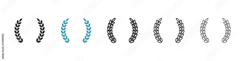 Victory Garland Vector Icon Set. Triumphal Olive Wreath Vector Symbol for UI Design.