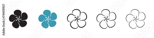 Plumeria Bloom Vector Icon Set. Exotic Frangipani Vector Symbol for UI Design. photo