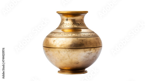 White Brass Lota Isolated on white Background, png file