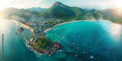 Wallpaper Mural  an aerial view of a fishing village and beach, Torontodigital.ca