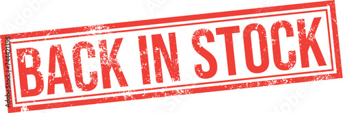 Back in Stock. Vector Rubber Stamp.