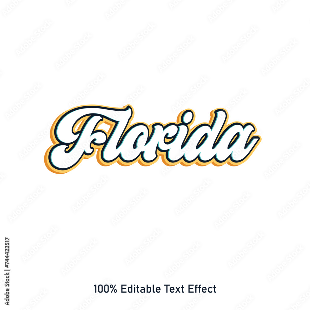 Florida text effect vector. Editable college t-shirt design printable text effect vector. 3d text effect vector.