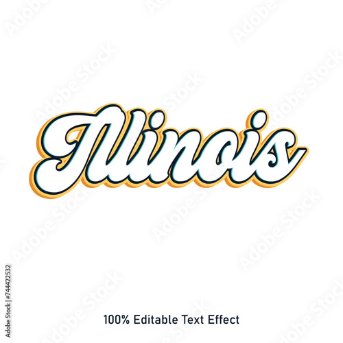 Illinois text effect vector. Editable college t-shirt design printable text effect vector. 3d text effect vector.
