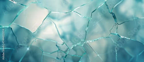 Broken glass fragmented surface texture background. Fragility and violence concept. Cracked and broken Mirror Reflecting Failure transparent glass into small pieces. Generative ai photo