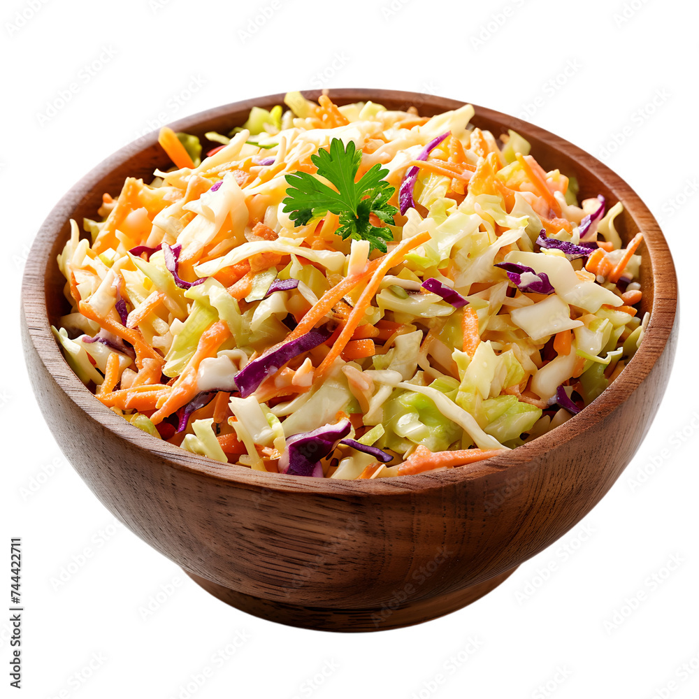 wooden bowl of coleslaw isolated on transparent or white background wooden bowl of coleslaw isolated on transparent or white background