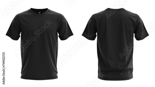 3d black t-shirt front and back side, for mockup, transparent PNG. photo