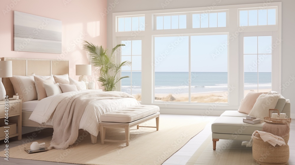 Cozy Coastal-inspired Bedroom with Soft Seashell Pink Walls and Seaside Tranquility Design a cozy coastal-inspired bedroom with soft seashell pink walls Cozy Coastal-inspired Bedroom with Soft Seashell Pink Walls and Seaside Tranquility Design a cozy coastal-inspired bedroom with soft seashell pink walls