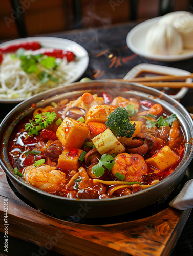 Gourmet Spicy Hotpot,created with Generative AI tecnology. 
