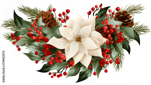 Wreath with decorations isolated on white or transparent background