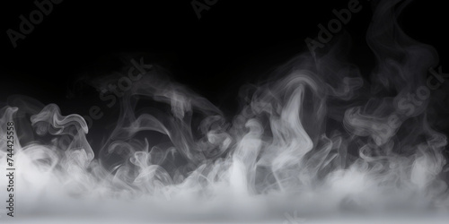  white smoke on black background, fog cloud floor mist background steam dust dark white horror overlay, banner poster design