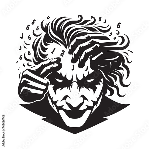 Theatrical Twists: Dramatic Black and White Image of a Joker"