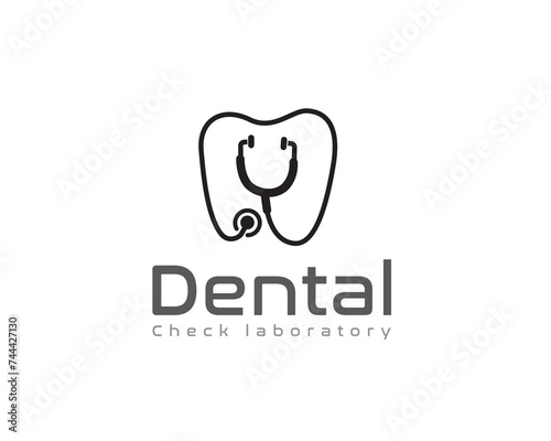 stethoscope forming dental line art logo icon symbol design template illustration inspiration