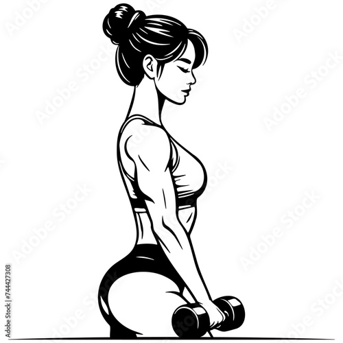 Woman Do Workouts with Dumbbells.