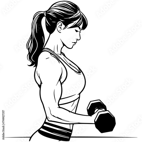 Woman Do Workouts with Dumbbells.