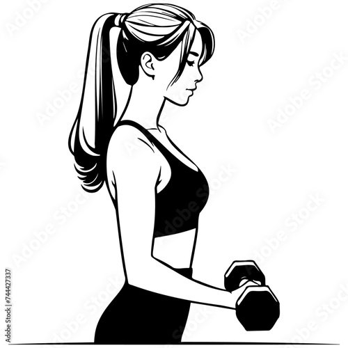 Woman Do Workouts with Dumbbells.