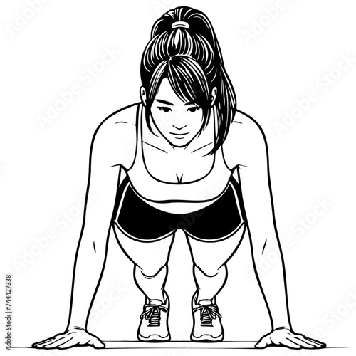 Woman Do Pushups.