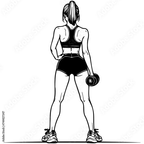 Woman Do Workouts with Dumbbells.