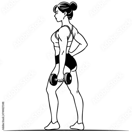 Woman Do Workouts with Dumbbells.