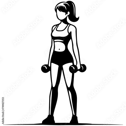 Woman Do Workouts with Dumbbells.