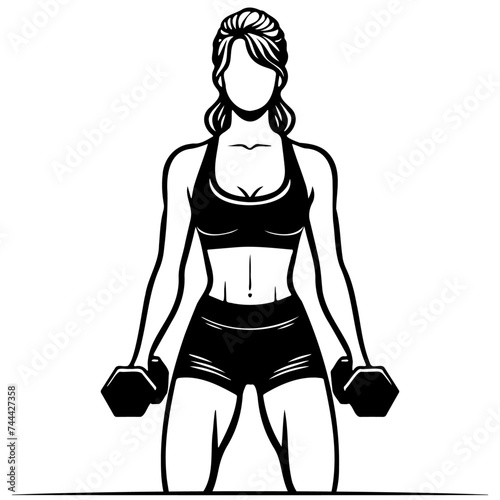 Woman Do Workouts with Dumbbells.