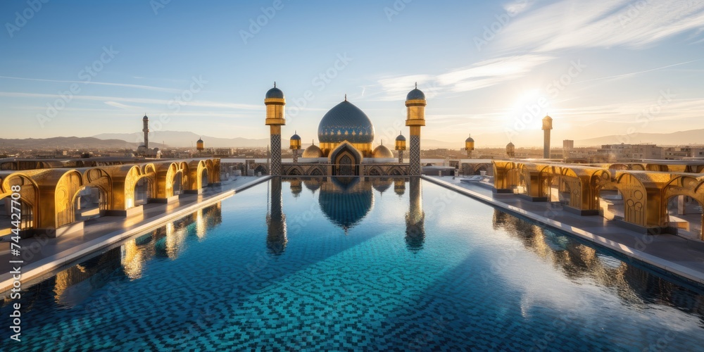 Enhance the Beauty of a Modern Mosque with a Stunning Pool