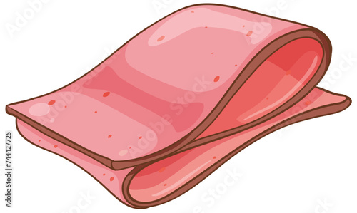 Cartoon vector of a folded ham slice