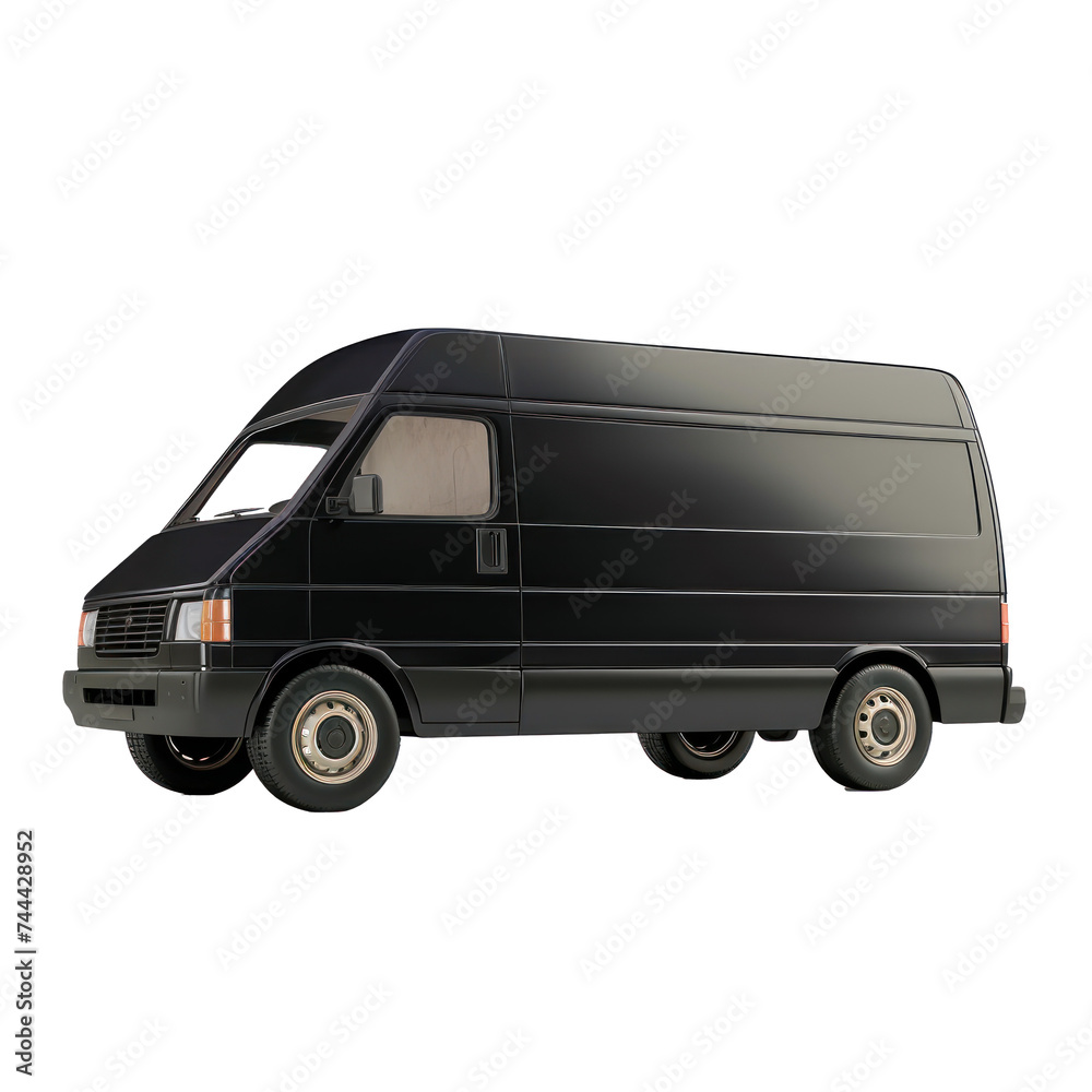 black delivery van on transparency background PNG
