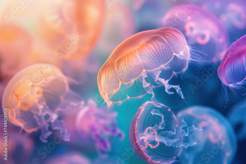 jellyfish in colorful underwater world